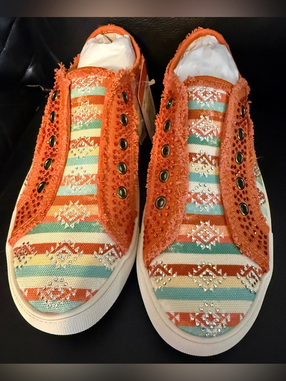 Montana West Aztec Bling Slip- on Shoes
